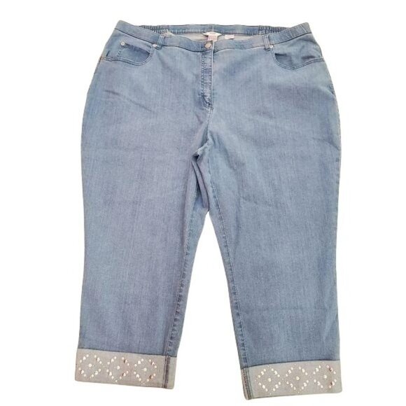 Alia Plus | Denim Jeans Cropped Capris Pants - Picture 1 of 7